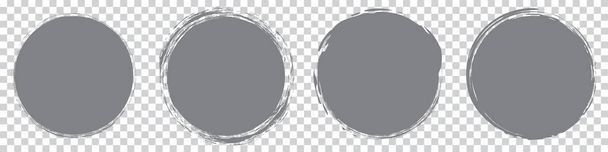 jogo de bandeiras redondas cinzas - escova círculo pintado em fundo transparente - Vetor, Imagem