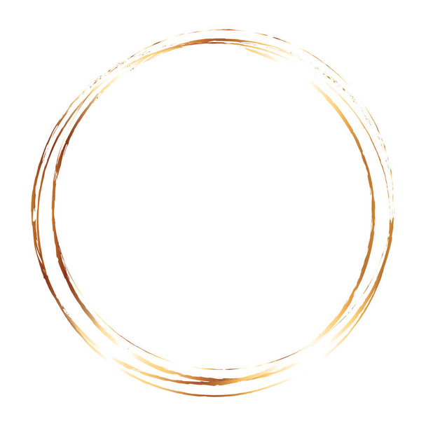 Gold Pinsel runde Rahmen Banner auf weißem Hintergrund - Vektor, Bild
