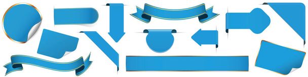 set of different blue banners, ribbons, stickers and other vector design elements - Διάνυσμα, εικόνα