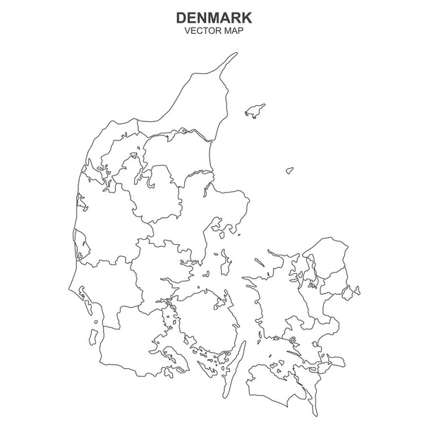 mapa vectorial de Dinamarca sobre fondo blanco - Vector, imagen