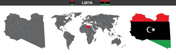 vektorikartta lippu Libyan eristetty valkoisella taustalla - Vektori, kuva