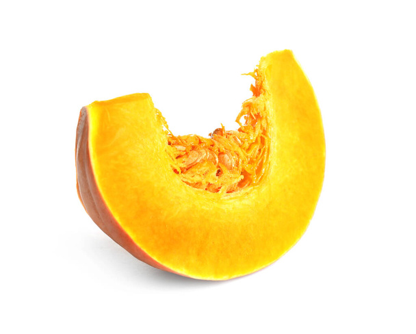 Piece of ripe orange pumpkin isolated on white - Фото, зображення