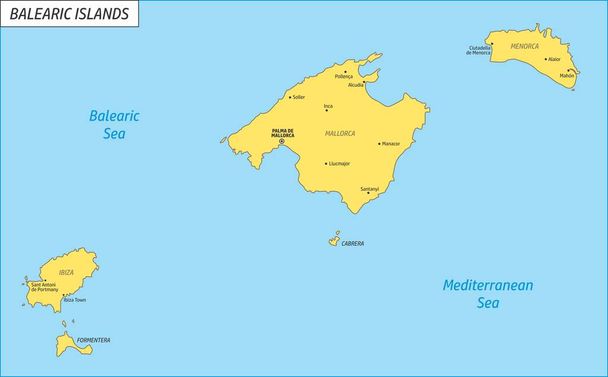 Mapa de Islas Baleares - Vector, Imagen