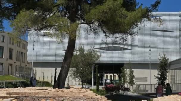Nimes, Gard,Occitanie, France. Garden of The Roman Museum, by the architect Elizabeth de Portzamparc, inaurated in 2018 - Footage, Video