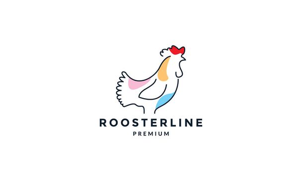 chicken or hen or rooster abstract line logo vector illustration design - Vector, Image