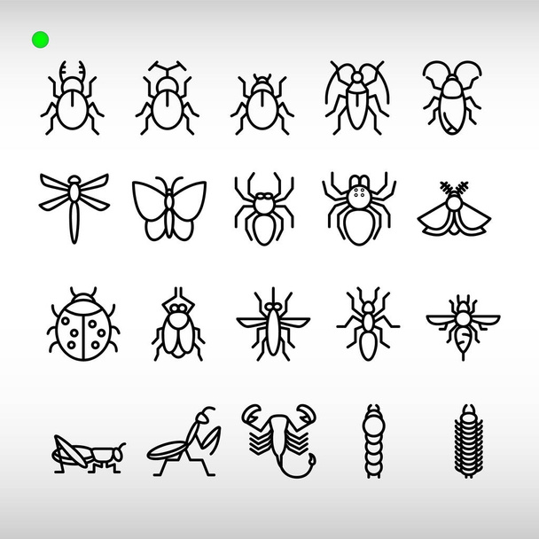 insect icon set in outline style, unique design, expanded stroke, and editable vector with any color or size what you lik - Vector, Image