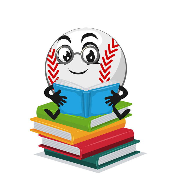 Vektor-Illustration von Baseball-Charakter oder Maskottchen Lesebuch - Vektor, Bild