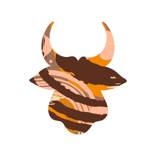 Het hoofd van een gehoornde stier in een abstracte stijl - Vector, afbeelding
