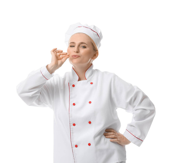 maduro feminino chef no branco fundo - Foto, Imagem