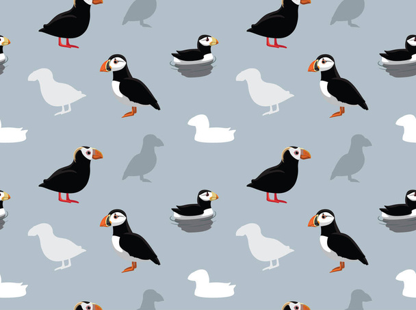 Bird Puffin Wallpaper Seamless Pattern - Vetor, Imagem