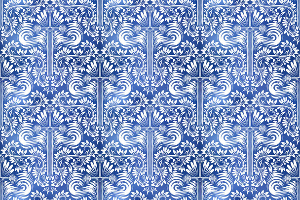 Vintage indigo dyed seamless pattern. Ethnic ornamental ink texture. - Vector, Image
