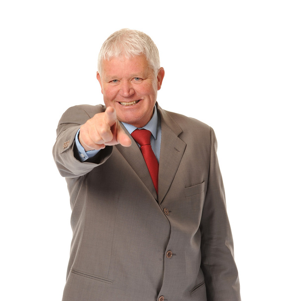 Successful mature businessman pointing - Foto, afbeelding