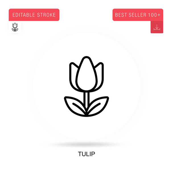 Icona vettoriale piatta del tulipano. Illustrazioni di metafore concettuali isolate vettoriali. - Vettoriali, immagini