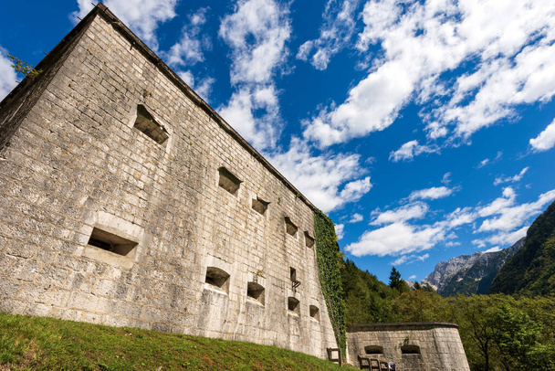 Kluze Fortress, of the Austrian empire, First World War. It was built in the Koritnica river valley in northwestern Slovenia in the border protection near the small town of Bovec or Plezzo, Slovenia, Europe. - Photo, Image