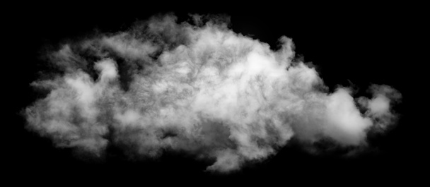 Weiße Wolke isoliert auf schwarzem Hintergrund, strukturierter Rauch, Pinsel effec - Foto, Bild