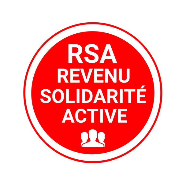 Symbole avec texte RSA, revenu solidaire actif en langue française - Photo, image