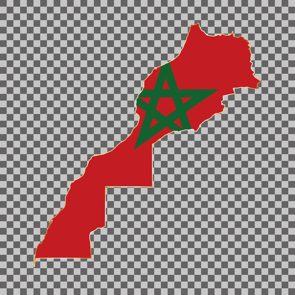 vector vlag kaart van Marokko met gouden frame geïsoleerd op witte achtergrond - Vector, afbeelding