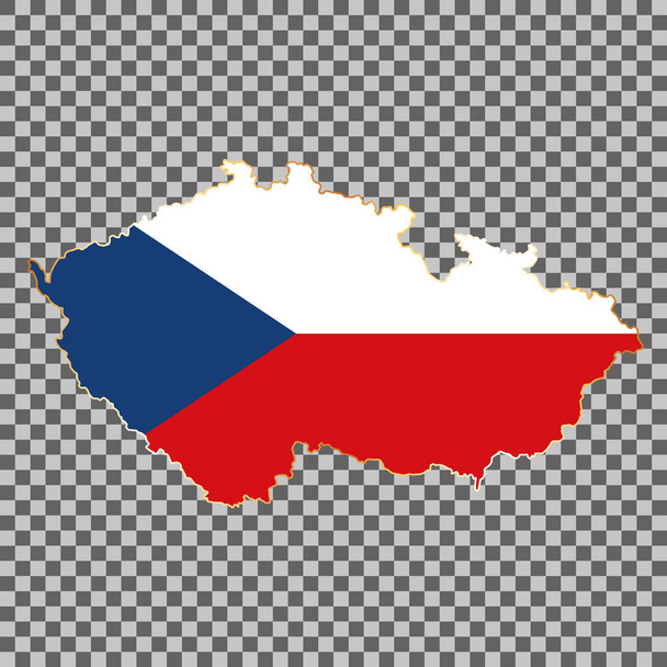 Vektor Flagge Karte der Tschechischen Republik mit goldenem Rahmen isoliert auf weißem Hintergrund - Vektor, Bild