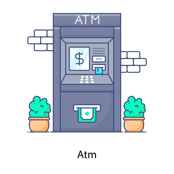 Banknote coming out from atm machine depicting atm withdrawal icon - Vector, afbeelding