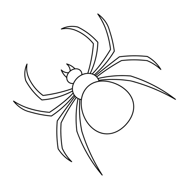 Spider. Sketch. A clever hunter. Vector illustration. Coloring book for children. Outline on an isolated white background. Doodle style. Bloodthirsty predator. Black Widow. Halloween symbol. All Saints Day. Idea for web design. - Vecteur, image