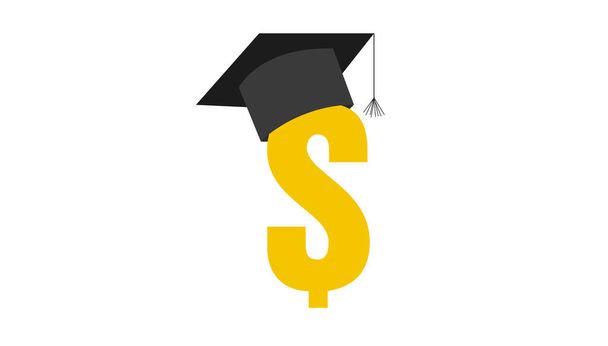 Scholarship icon in solid flat design icon isolated on white background - Photo, Image