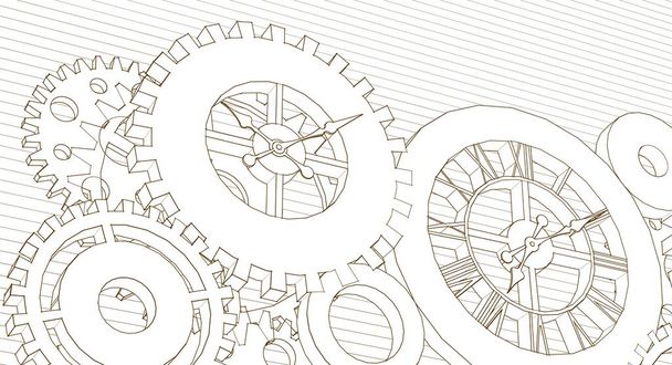 grafický symbol mechanismu hodin 3D ilustrace - Fotografie, Obrázek