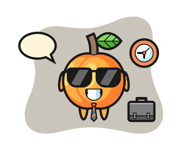 Mascotte de dessin animé d'abricot en homme d'affaires - Vecteur, image