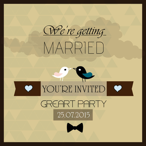 Винтажное свадебное приглашение  - Вектор,изображение
