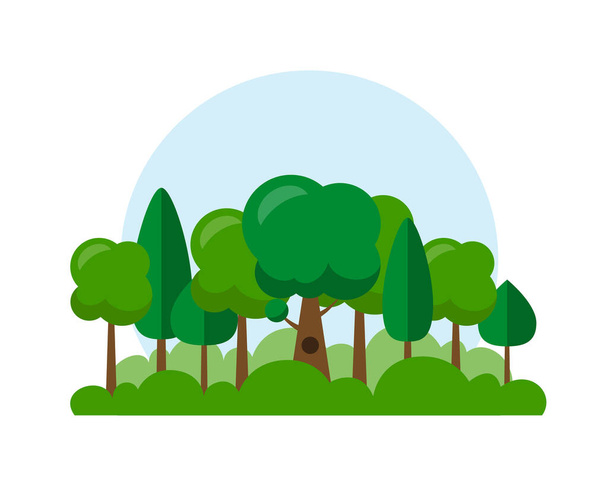 Vector cartoon forest illustration. Wood landscape icon - Vektor, Bild