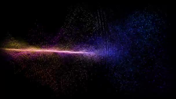 Futuristico astratto arcobaleno milioni di particelle spirale forma d'onda dimensione oscillazione, visualizzazione onda tecnologia digitale - Filmati, video