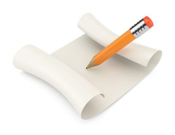 Scroll and pencil - Foto, afbeelding