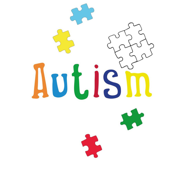 Ilustração vetorial da inscrição Autismo em letras multicoloridas Logotipo para o dia da conscientização do autismo mundial.Dia mundial das pessoas com deficiência.Isolado em um fundo branco - Vetor, Imagem