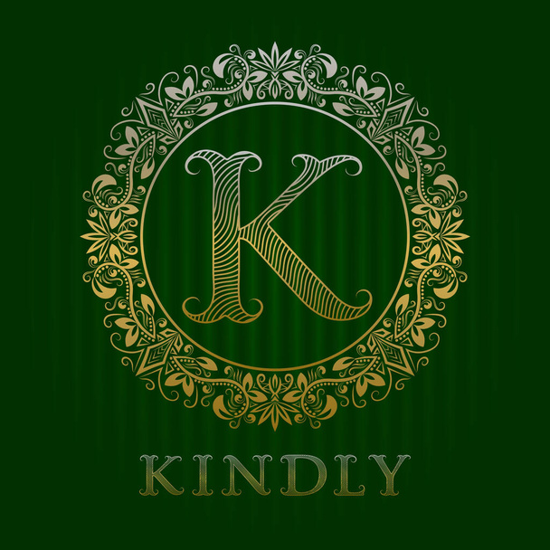 Golden logo template for kindly boutique. Vector monogram. - Vector, Image