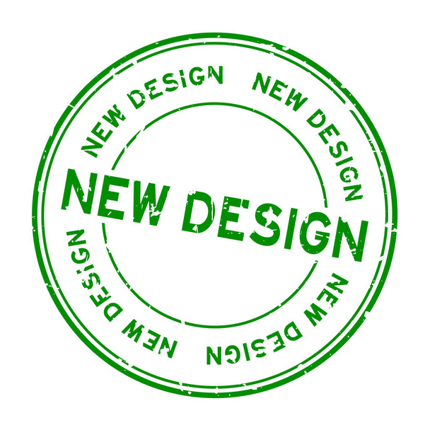 Grunge green neues Design Wort runde Gummidichtung Stempel auf weißem Hintergrund - Vektor, Bild