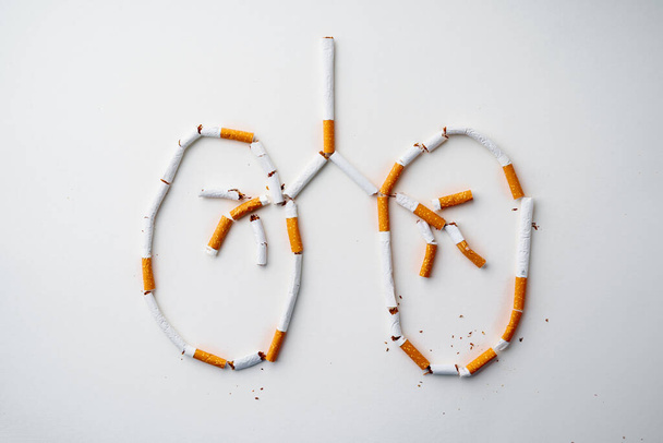Drawing of lungs made out of cigarettes - Foto, imagen
