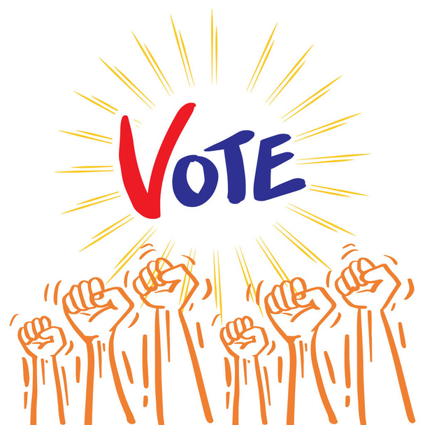 Hands fist vote poster concept. - Vector, Image