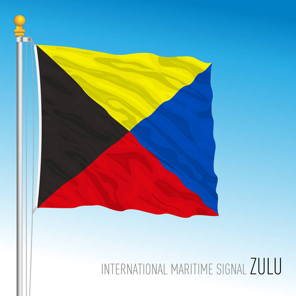 Bandera zulú, señal marítima internacional, letra Z, ilustración vectorial - Vector, imagen