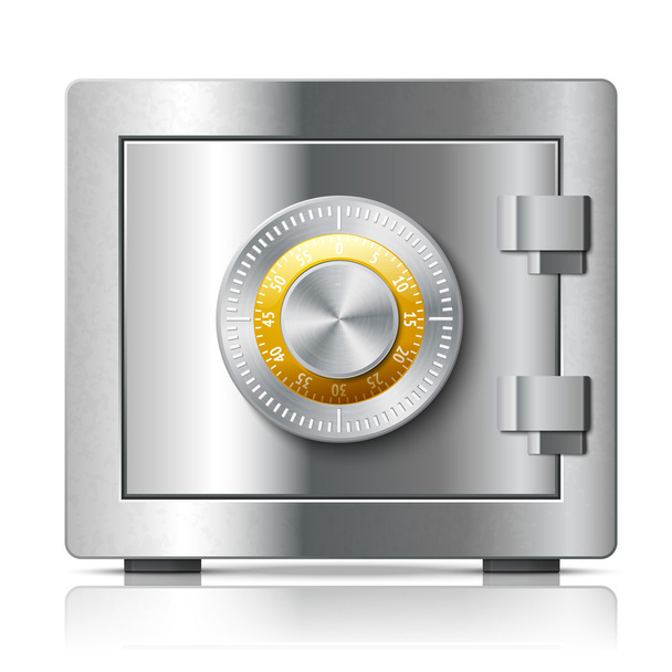 Icono realista de acero seguro concepto de seguridad
 - Vector, Imagen