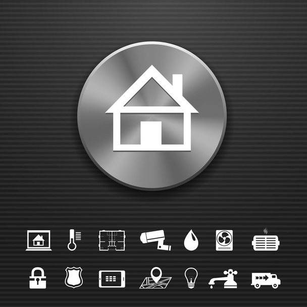 Smart home automation technology metal button - Vector, Image