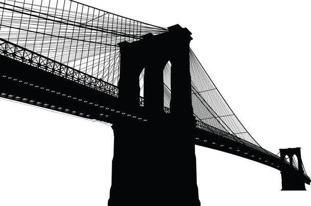 Nowy Jork brooklyn bridge czarna sylwetka wektor ilustracja - Wektor, obraz