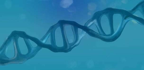 Filamento de ADN ilustración, fondo de fantasía futurista, azul . - Foto, Imagen