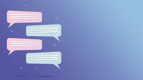 Sprechblasensymbol von zwei Personen 3D auf blauem Hintergrund. Chat-Dialog. Briefwechsel in sozialen Netzwerken. Soziale Medien, Symbol. 3D-Darstellung - Foto, Bild