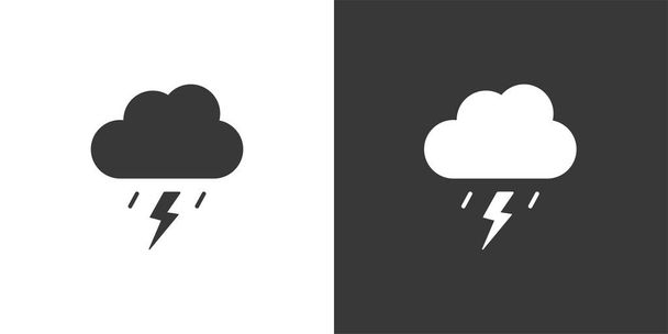 Vihar és felhő. Elszigetelt ikon fekete-fehér háttérrel. Az időjárási vektor illusztrációja - Vektor, kép