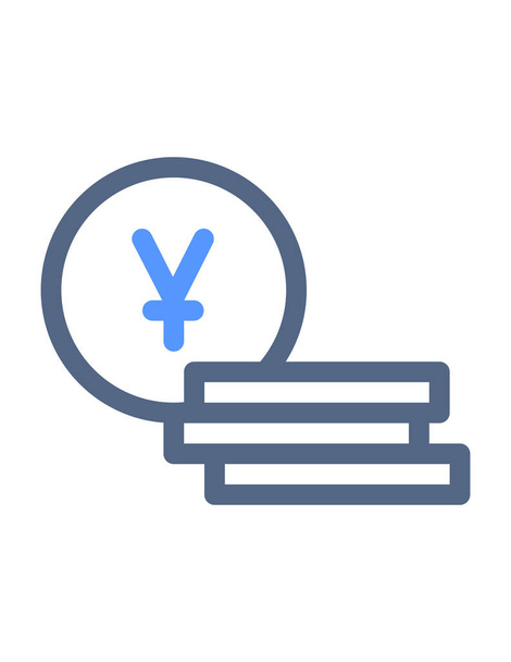 vector simple icono de monedas, yen, dinero, efectivo - Vector, Imagen
