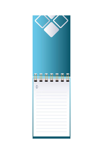 відкритий блакитний блокнот зі смугастими листами
 - Вектор, зображення