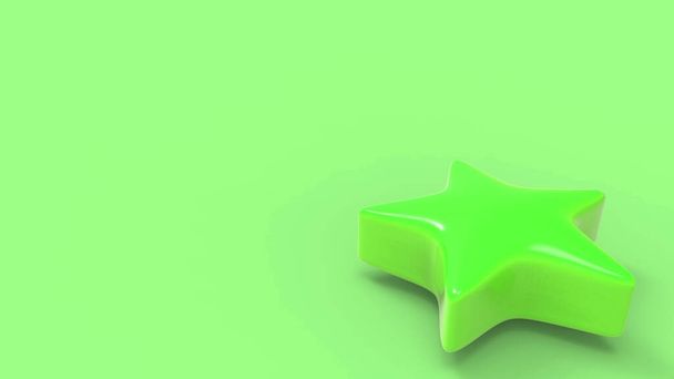 Stella verde 3d su sfondo a colori. Render e illustrazione della stella d'oro per le recensioni premium - Foto, immagini
