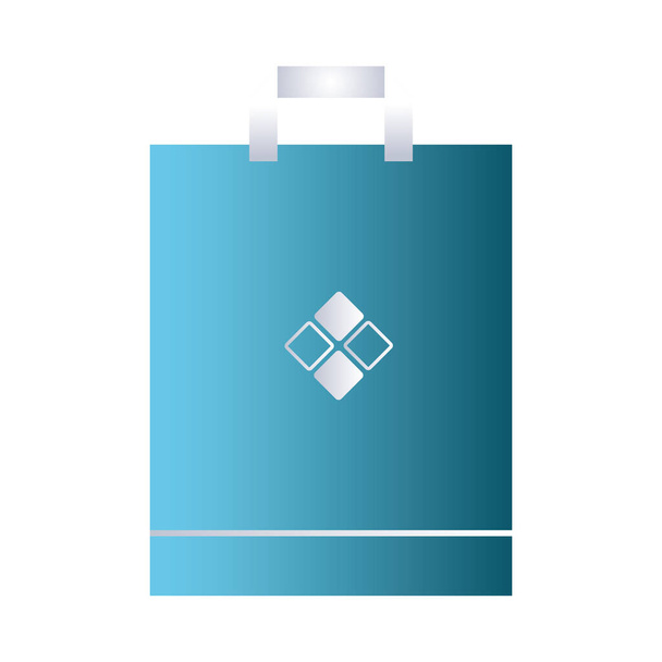 papieren tas blauw met handvat en bedrijfsontwerp - Vector, afbeelding