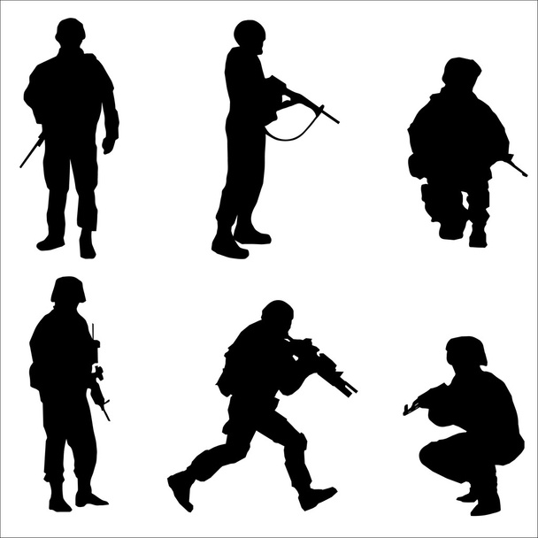 Black Soldier Silhouettes Vector illustration - Vector, Image