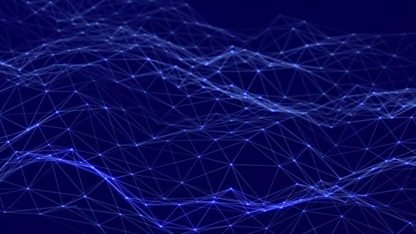 Digital background. Abstract wave with connected dots and lines. Network connection structure. 3D rendering. Seamless loop. 4K - Footage, Video