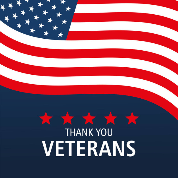 happy veterans day, waving flag stars memorial - Vetor, Imagem